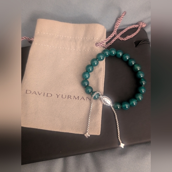 David Yurman Silver 8mm beads bracelet Green Onyx - Picture 4 of 6